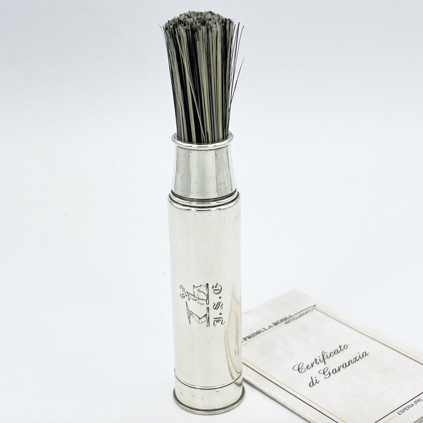 Antico Pennello inglese da viaggio per barba in argento Barbiere Collezione 800 Categoria Sheffield & Argento