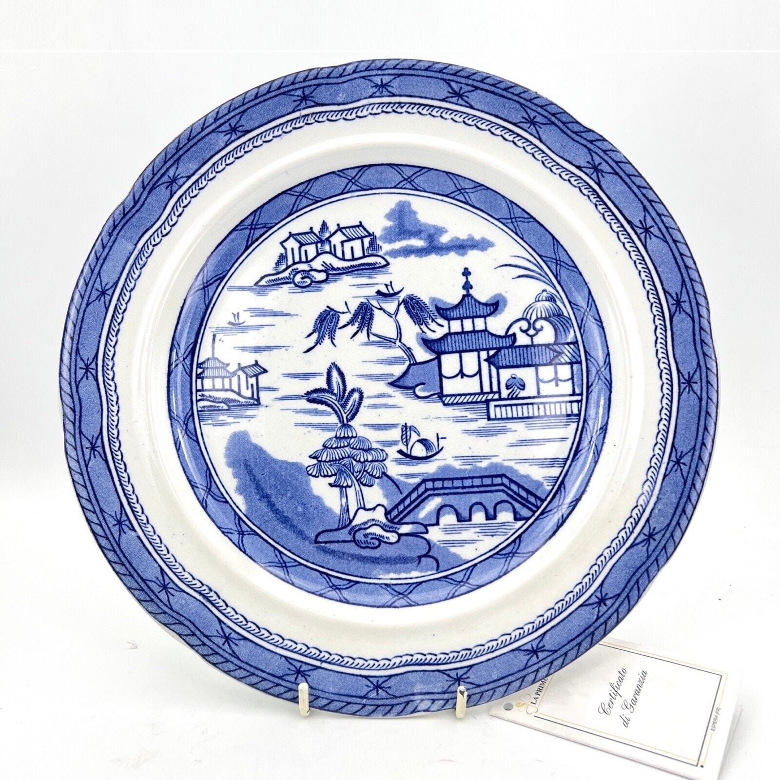 Antico piatto in ceramica decoro blu scena orientale Ashworth Bros stile Willow Categoria  Piatti e Piattini