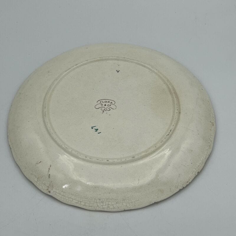 Antico Piatto in ceramica Inglese vecchio d'epoca 800 dipinto a mano fiori Categoria Piatti Vassoio