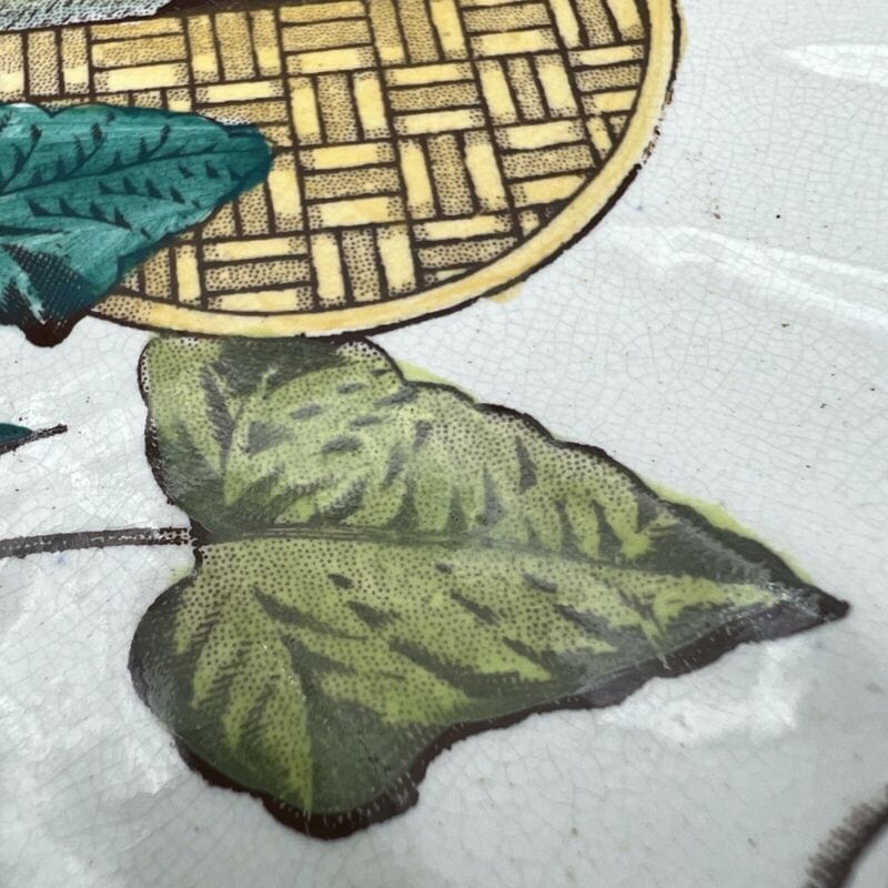 Antico Piatto in ceramica Inglese vecchio d'epoca 800 dipinto a mano fiori Categoria Piatti Vassoio