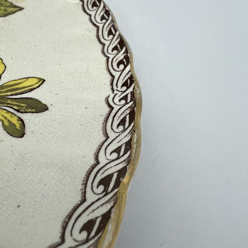 Antico Piatto in ceramica Inglese vecchio d'epoca 800 dipinto a mano fiori Categoria Piatti Vassoio