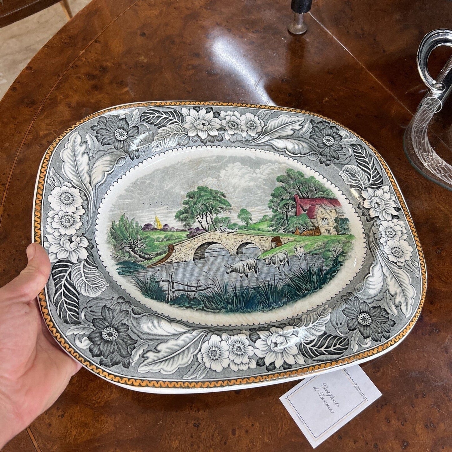 Antico Piatto Vassoio in ceramica da portata Inglese d'epoca 900 anni ' 20 '30 Categoria Piatti Vassoio