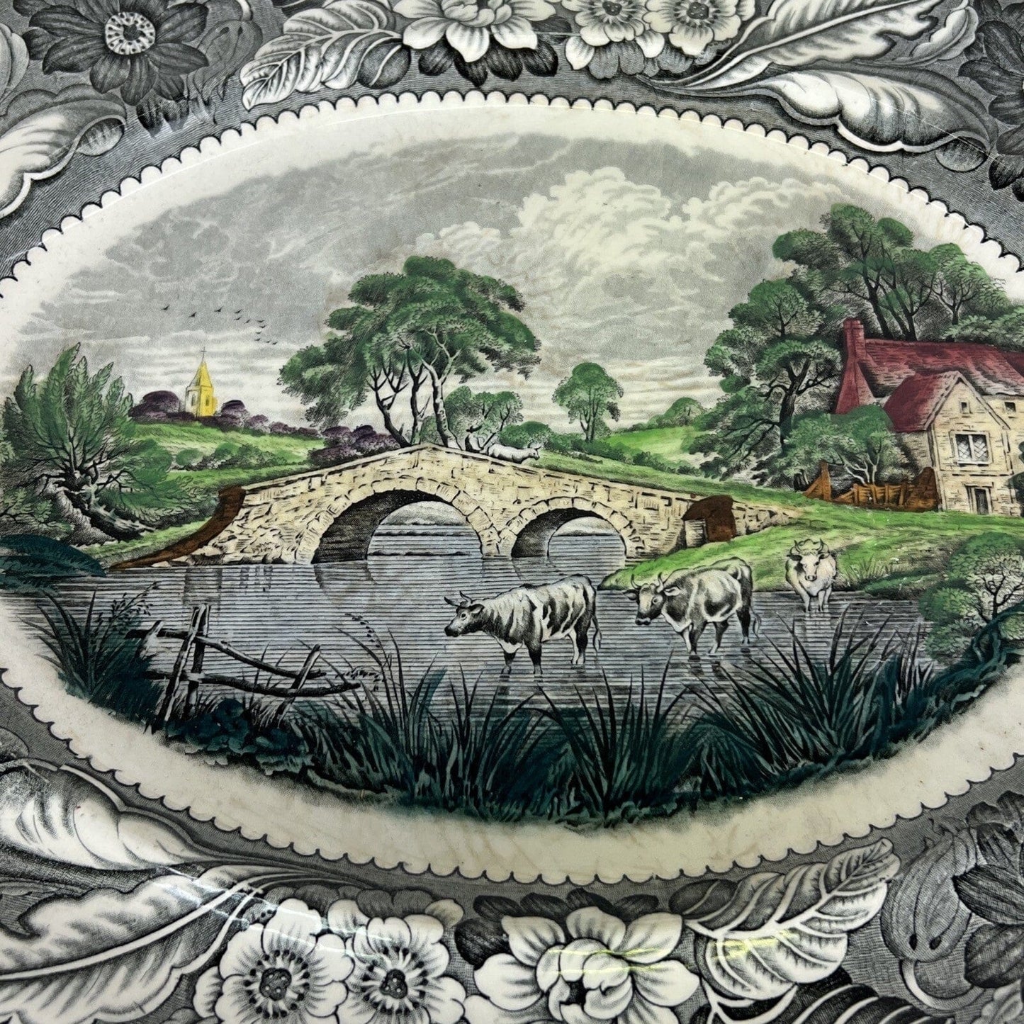 Antico Piatto Vassoio in ceramica da portata Inglese d'epoca 900 anni ' 20 '30 Categoria Piatti Vassoio