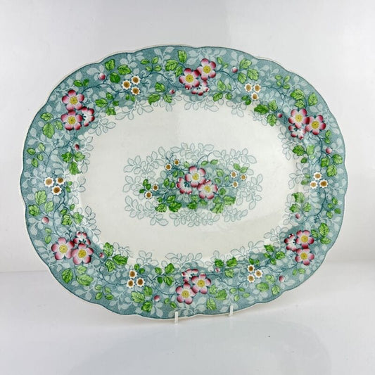 Antico Piatto Vassoio in ceramica terraglia da portata Inglese d'epoca 800 verde Categoria  Ceramiche e Porcellane