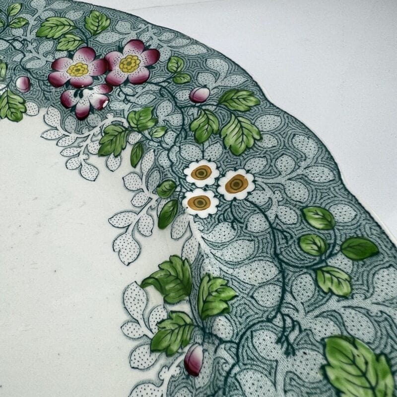 Antico Piatto Vassoio in ceramica terraglia da portata Inglese d'epoca 800 verde Categoria Ceramiche e Porcellane