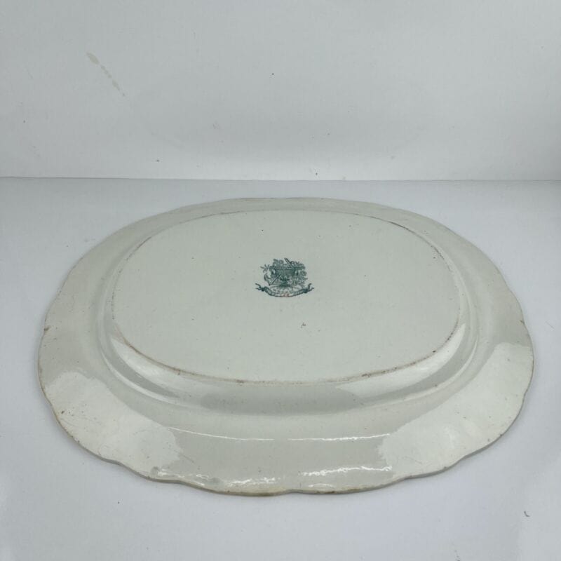 Antico Piatto Vassoio in ceramica terraglia da portata Inglese d'epoca 800 verde Categoria Ceramiche e Porcellane
