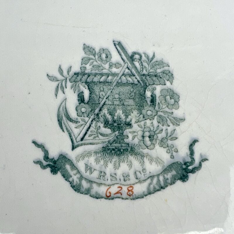 Antico Piatto Vassoio in ceramica terraglia da portata Inglese d'epoca 800 verde Categoria Ceramiche e Porcellane