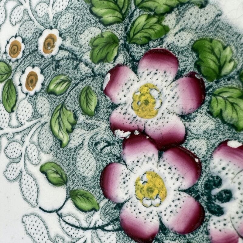 Antico Piatto Vassoio in ceramica terraglia da portata Inglese d'epoca 800 verde Categoria Ceramiche e Porcellane