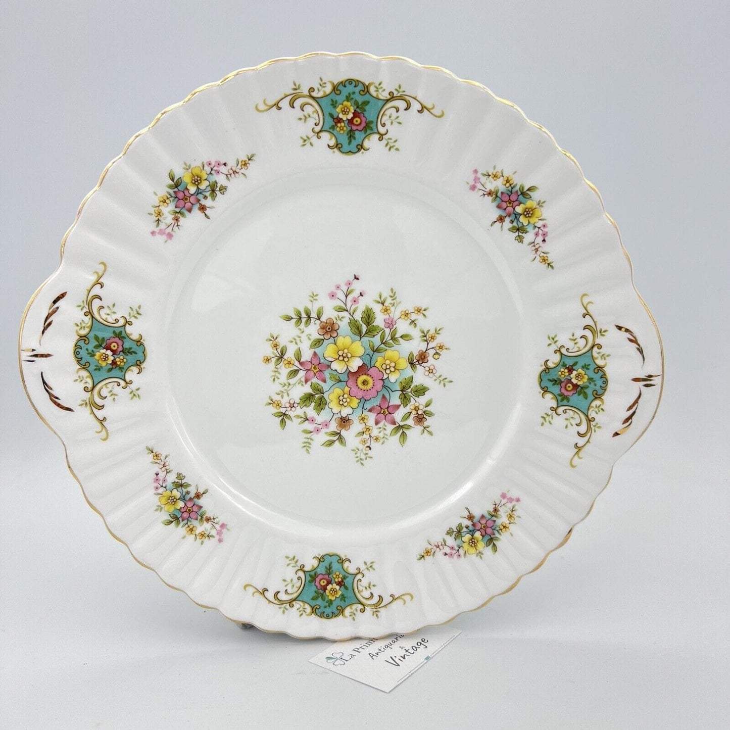 Antico piatto vassoio inglese in porcellana con decoro floreale Love True '60 Categoria Piatti Vassoio