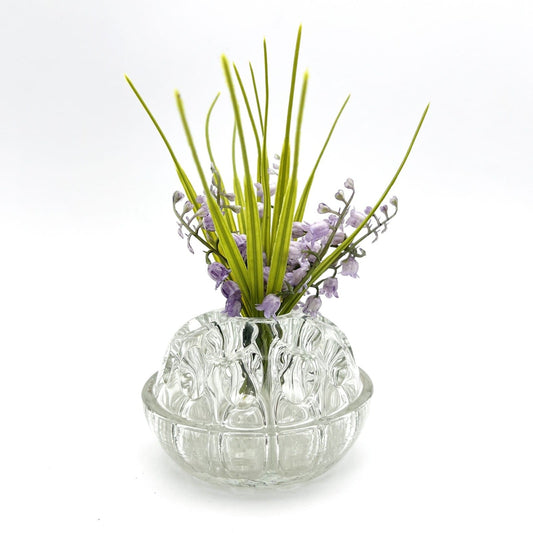 Antico piccolo Porta Fiori in vetro trasparente anni 40 Portafiori vintage Categoria Vetri e Cristalli