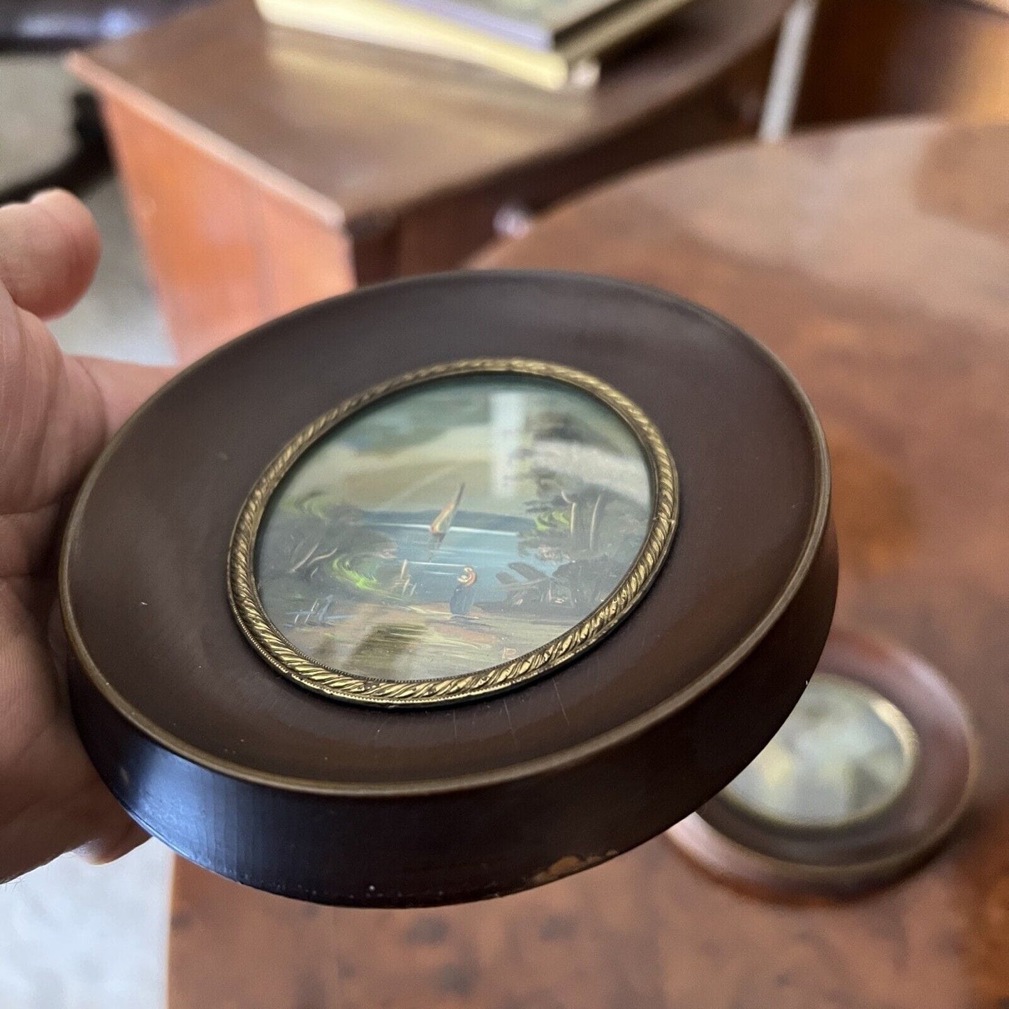 Antico quadretto coppia di quadri vintage miniature dipinto paesaggi firmato Categoria Quadri