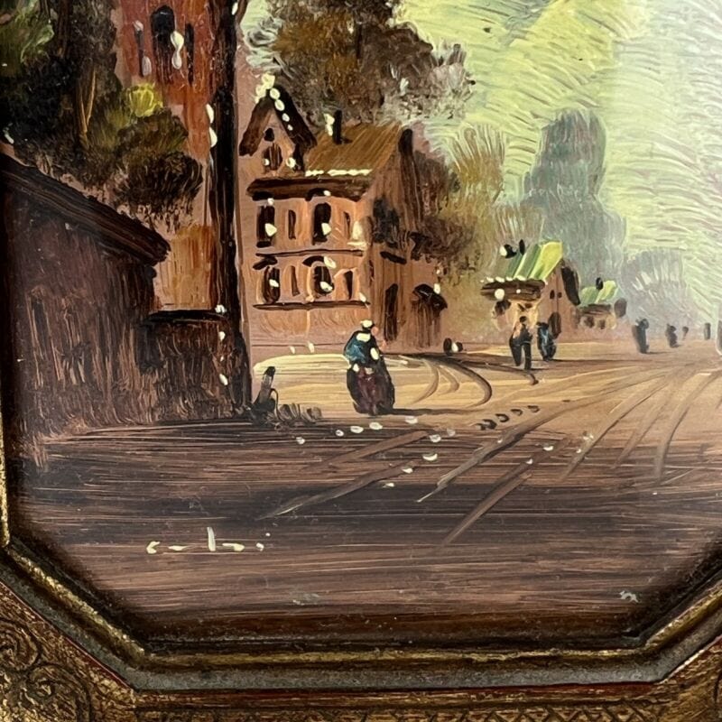 Antico Quadretto DIpinto a Olio su rame coppia quadri vintage miniature Pesaggio Categoria Quadri