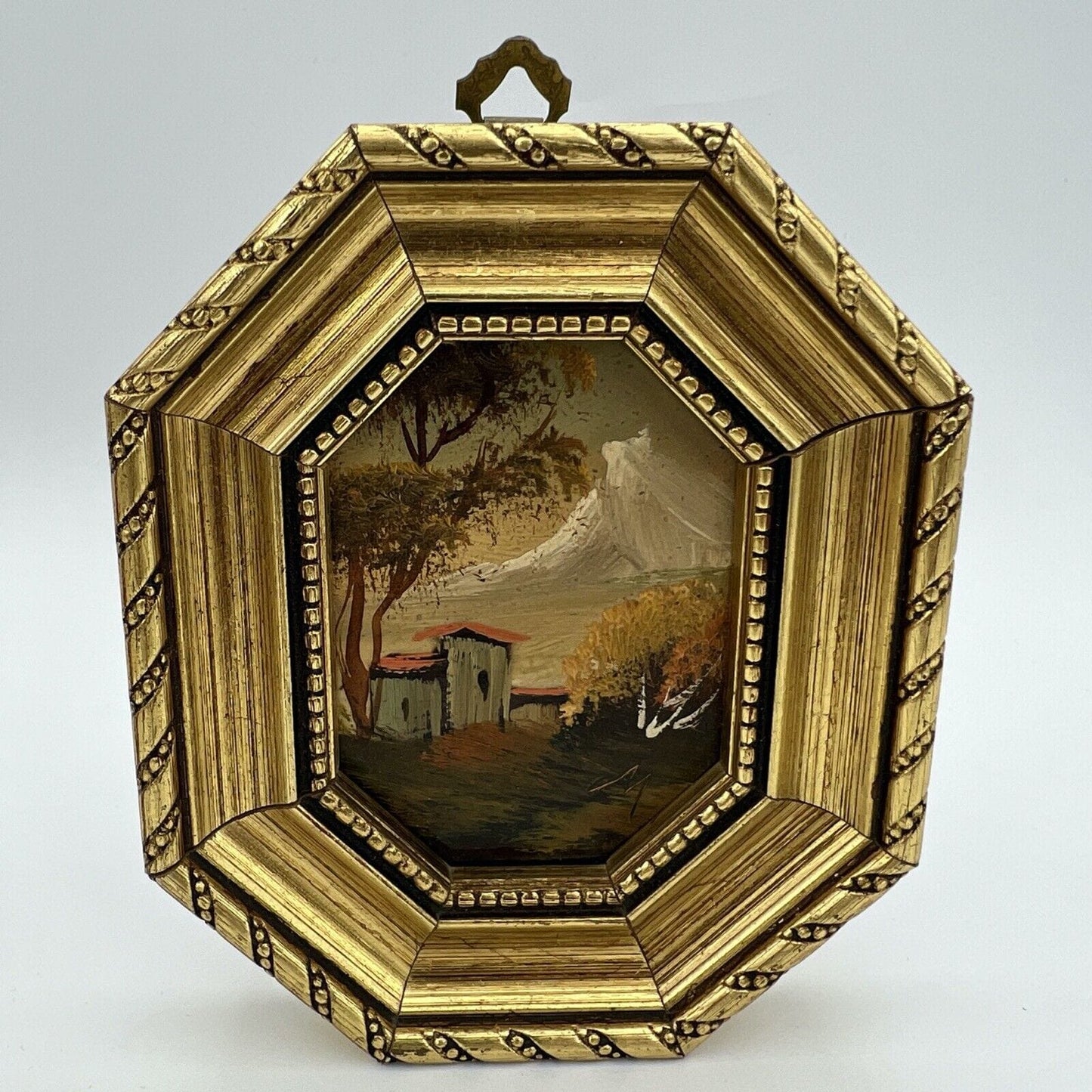 Antico Quadretto DIpinto a Olio su rame coppia quadri vintage miniature Pesaggio Categoria Quadri