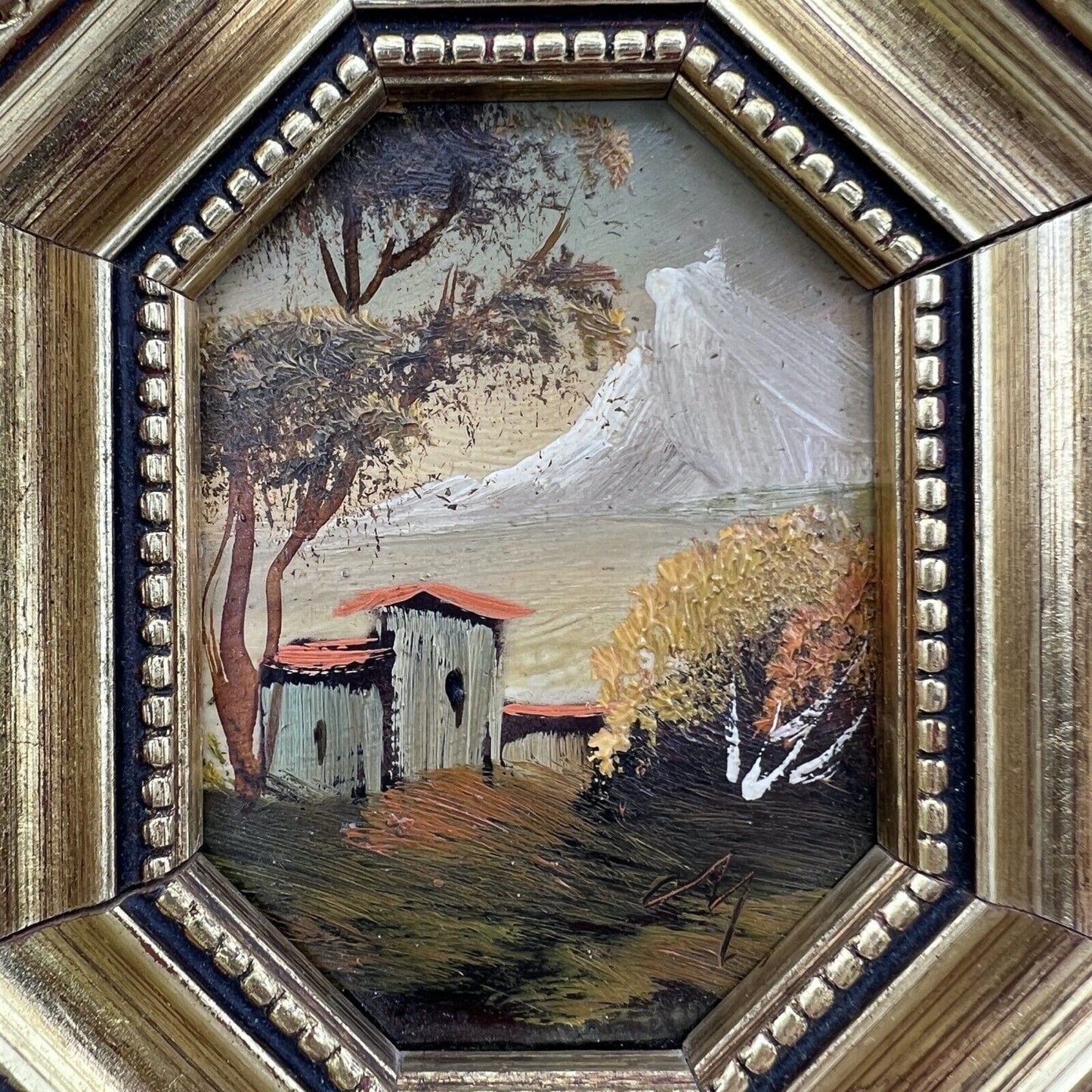 Antico Quadretto DIpinto a Olio su rame coppia quadri vintage miniature Pesaggio Categoria Quadri