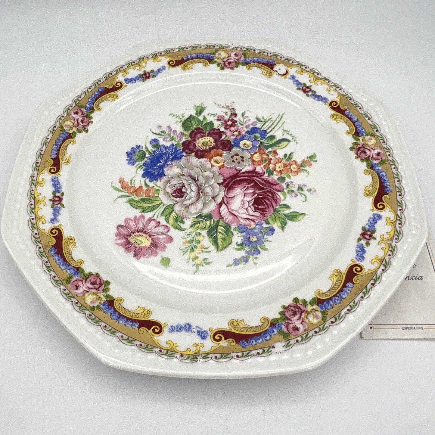 Antico servizio di piatti piattini in porcellana Stile Limoges decoro fiori oro Categoria Piatti e Piattini