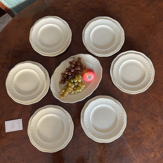 Antico servizio set di piatti color crema Inglese Anni '30 per 6 piatto portata Categoria Zuppiere
