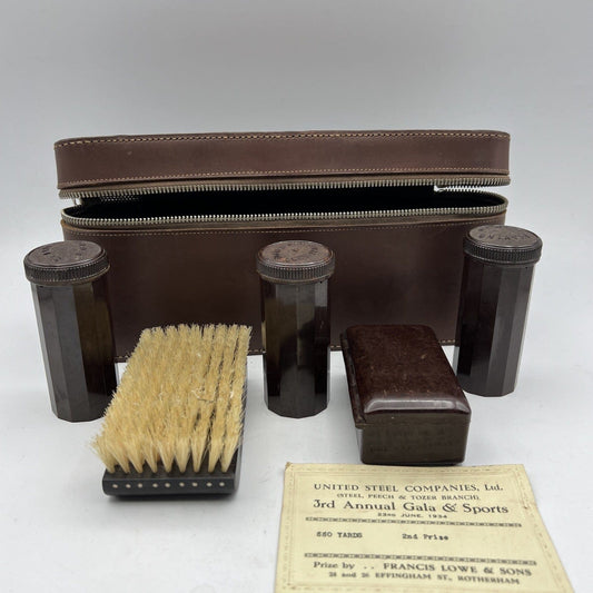 Antico Set da Barba Viaggio Toilette Vintage kit rasatura anno 1934 Collezione Categoria Vintage