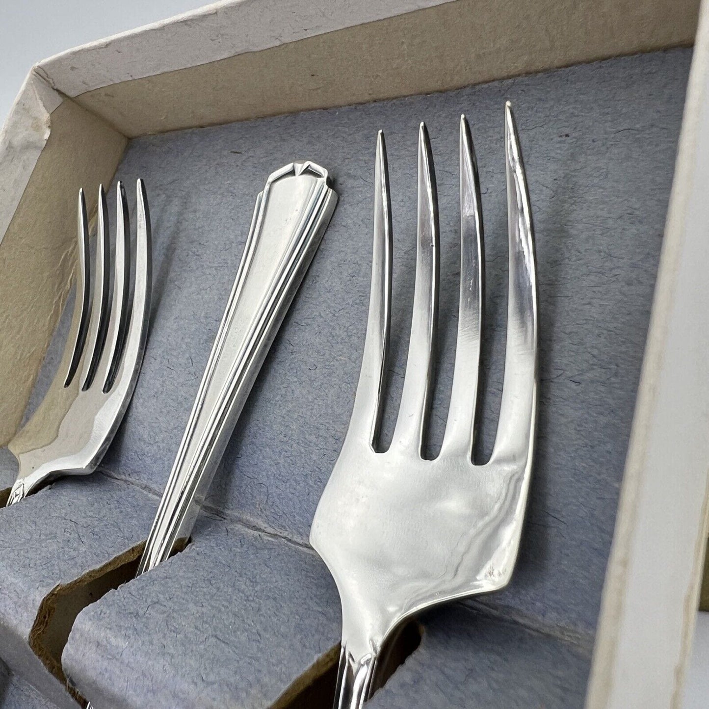 Antico set di Forchettine Stile Deco anni 30 in argento sheffield forchetta Categoria Sheffield & Argento