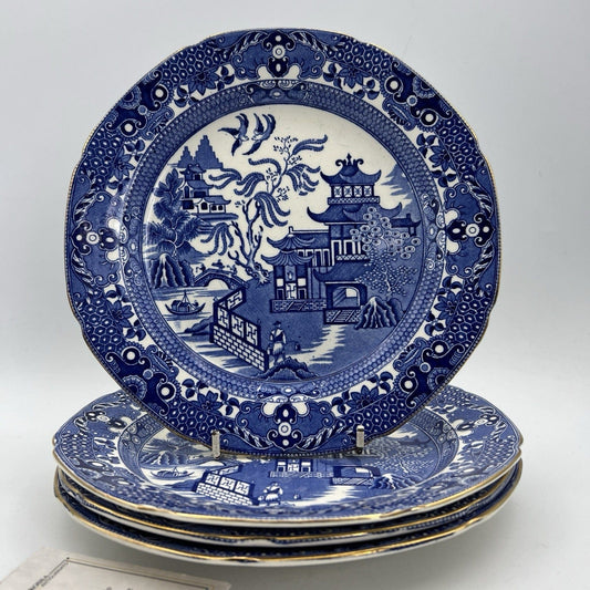 Antico Set di Piatti piani da portata in ceramica inglese bianco blu Old Willow Categoria Piatti e Piattini