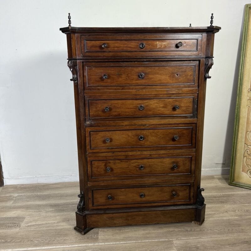 Antico Settimino Secretaire Settimanale Mobile Italiano epoca 800 Cassettiera Categoria Comò & Cassettiere