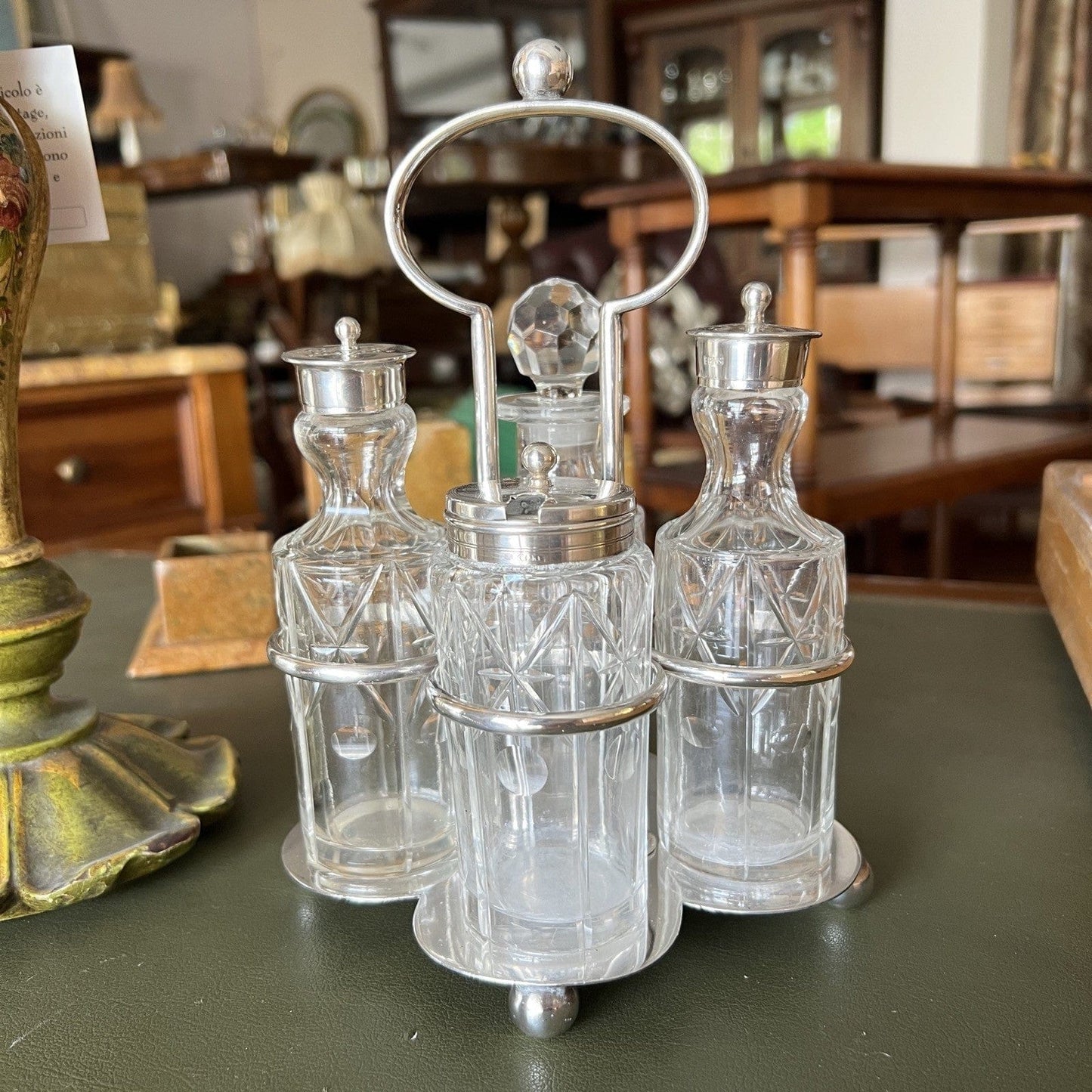 Antico Silver Condiment set condimento in argento sheffield plated olio aceto Categoria Sheffield & Argento