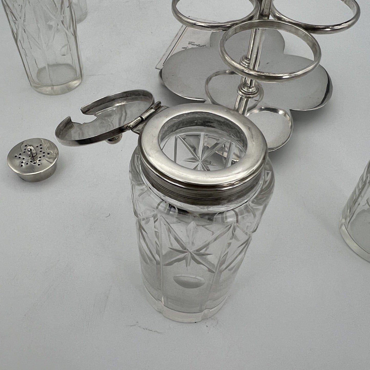 Antico Silver Condiment set condimento in argento sheffield plated olio aceto Categoria Sheffield & Argento