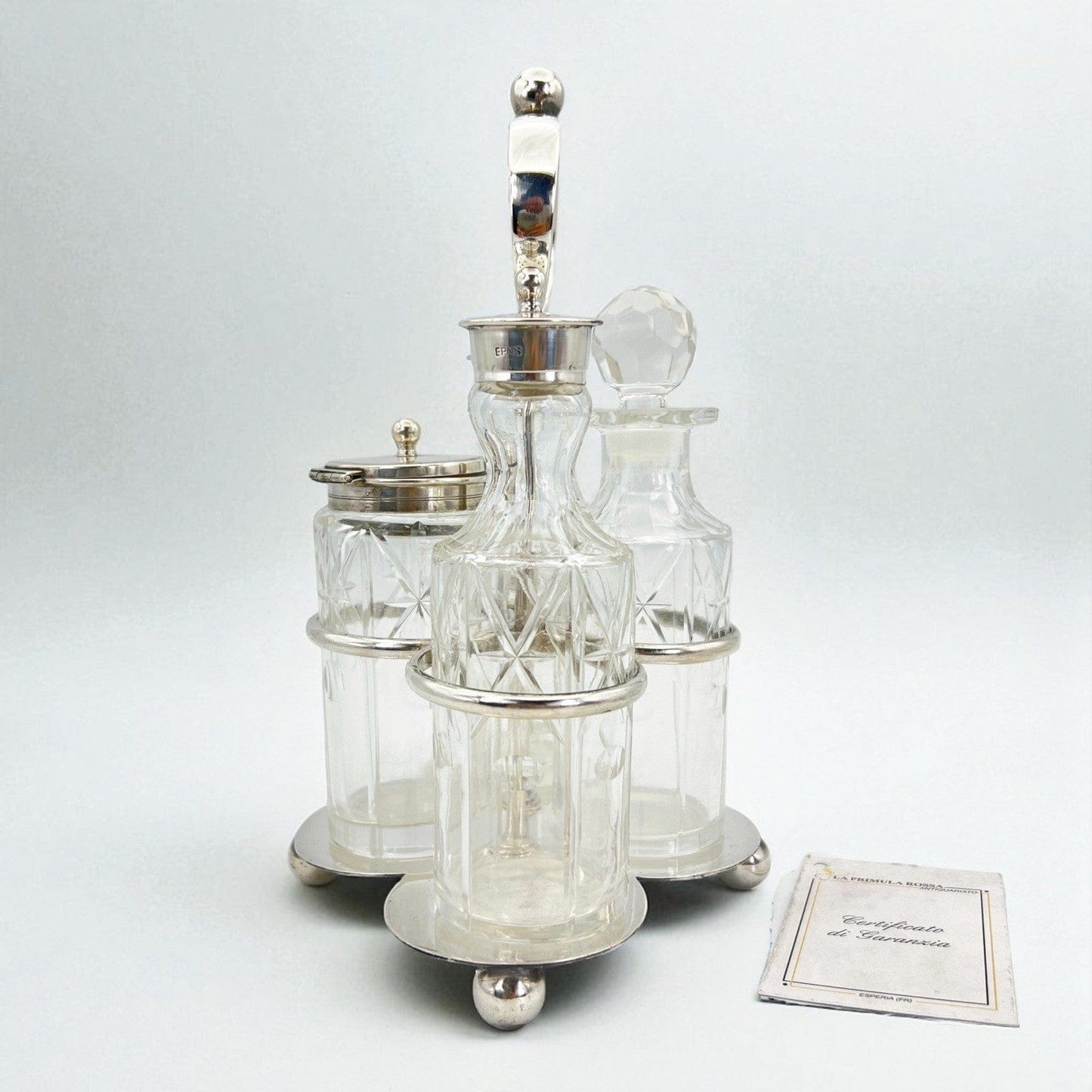 Antico Silver Condiment set condimento in argento sheffield plated olio aceto Categoria Sheffield & Argento
