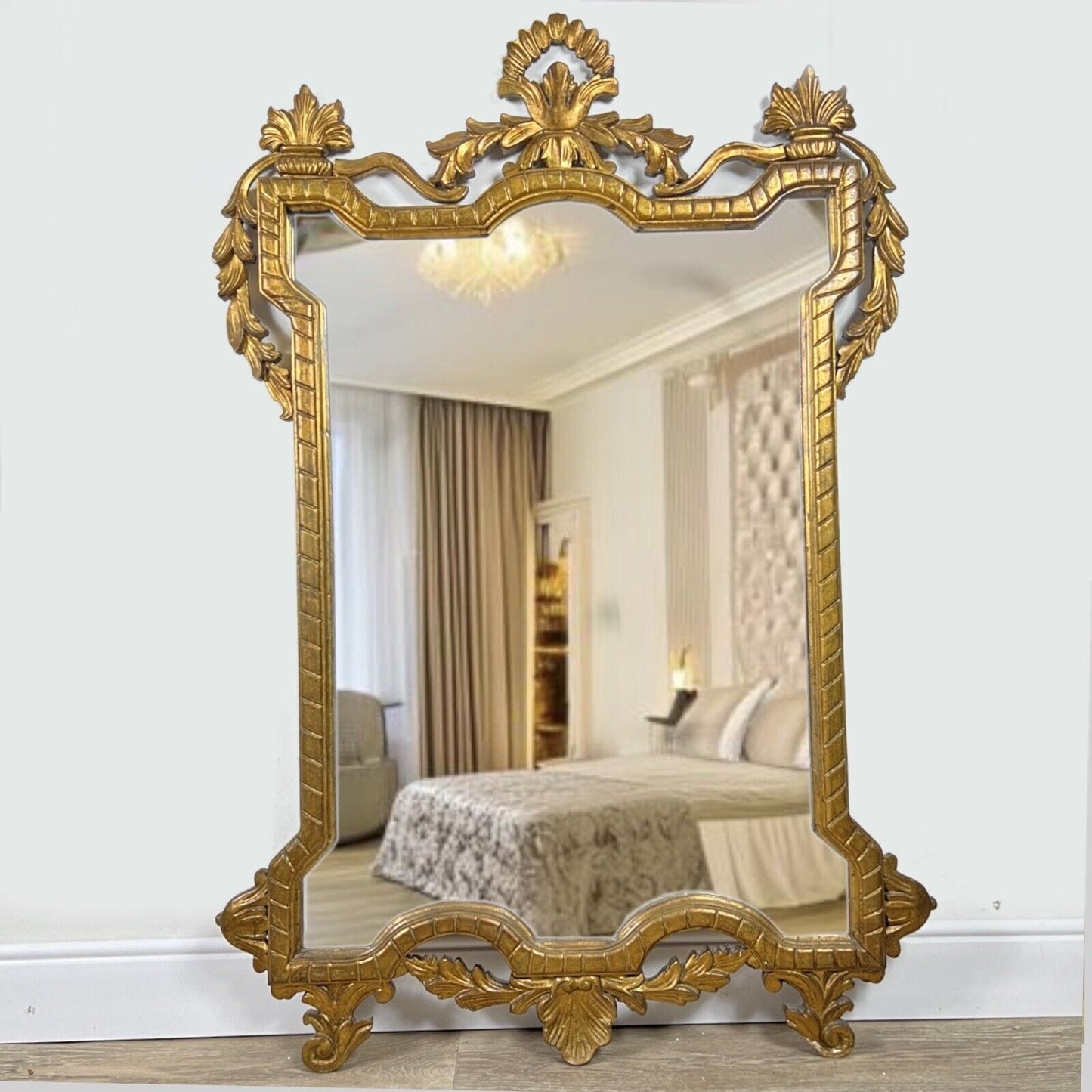 Antico specchio con cornice in legno stile Luigi XVI oro specchiera rettangolare Categoria Specchi e Cornici