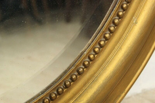 Antico Specchio grande Specchiera Epoca 800 ovale cornice in legno oro cimasa Categoria Complementi d'arredo