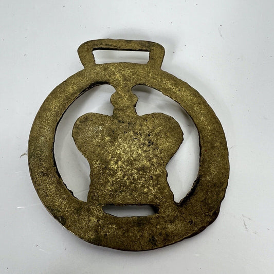 Antico Stemma Corona Reale Inglese fregio decoro in ottone bronzo medaglia 900 Categoria Finimenti per cavalli