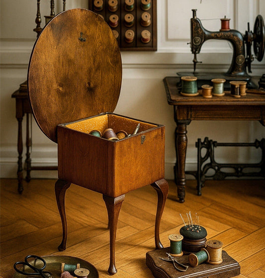 Antico tavolino da lavoro per cucito porta ricamo inglese mobile d'epoca 900 Categoria Tavoli - tavolinetti