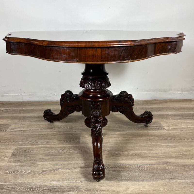 Antico tavolo biscotto in legno di palissandro a vela inglese pieghevole 1866 Categoria Arredamento