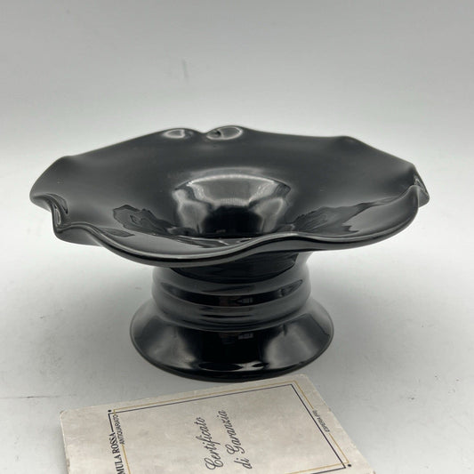 Antico vasetto vaso ciotola portafiori Alzatina Portcandela in terracotta nero Categoria Vasi e Portafiori