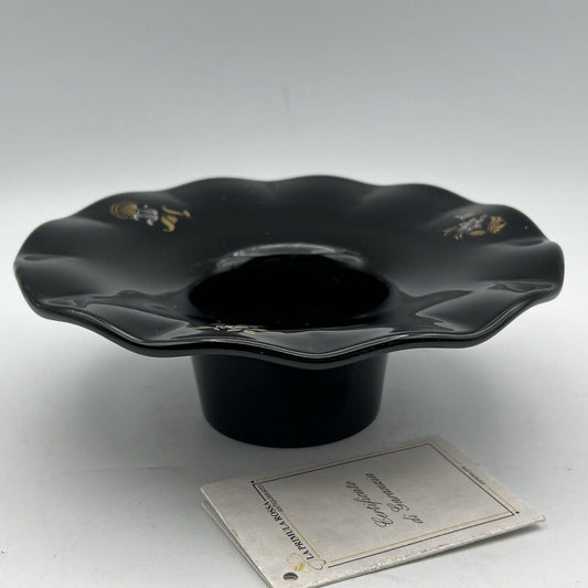 Antico vasetto vaso ciotola portafiori Alzatina Portcandela in vetro nero Categoria Vasi e Portafiori