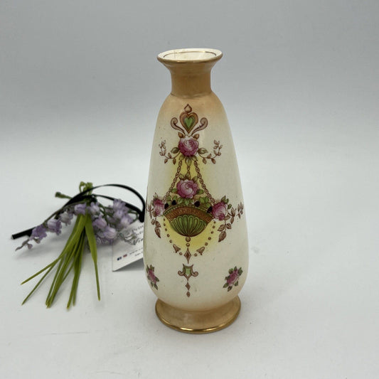 Antico Vaso in ceramica portafiori Inglese piccolo vasetto stretto monofiore Categoria Vasi e Portafiori