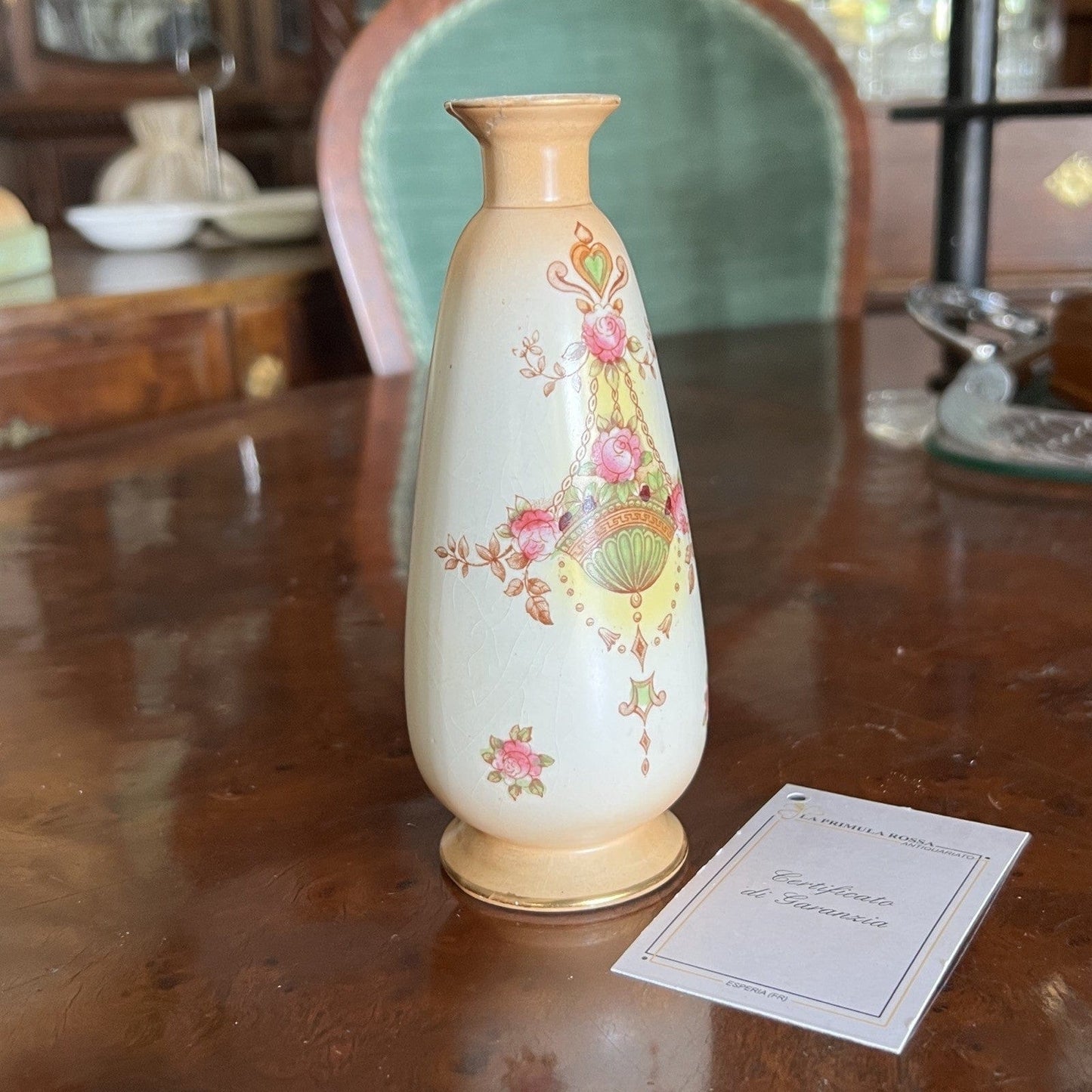 Antico Vaso in ceramica portafiori Inglese piccolo vasetto stretto monofiore Categoria Vasi e Portafiori