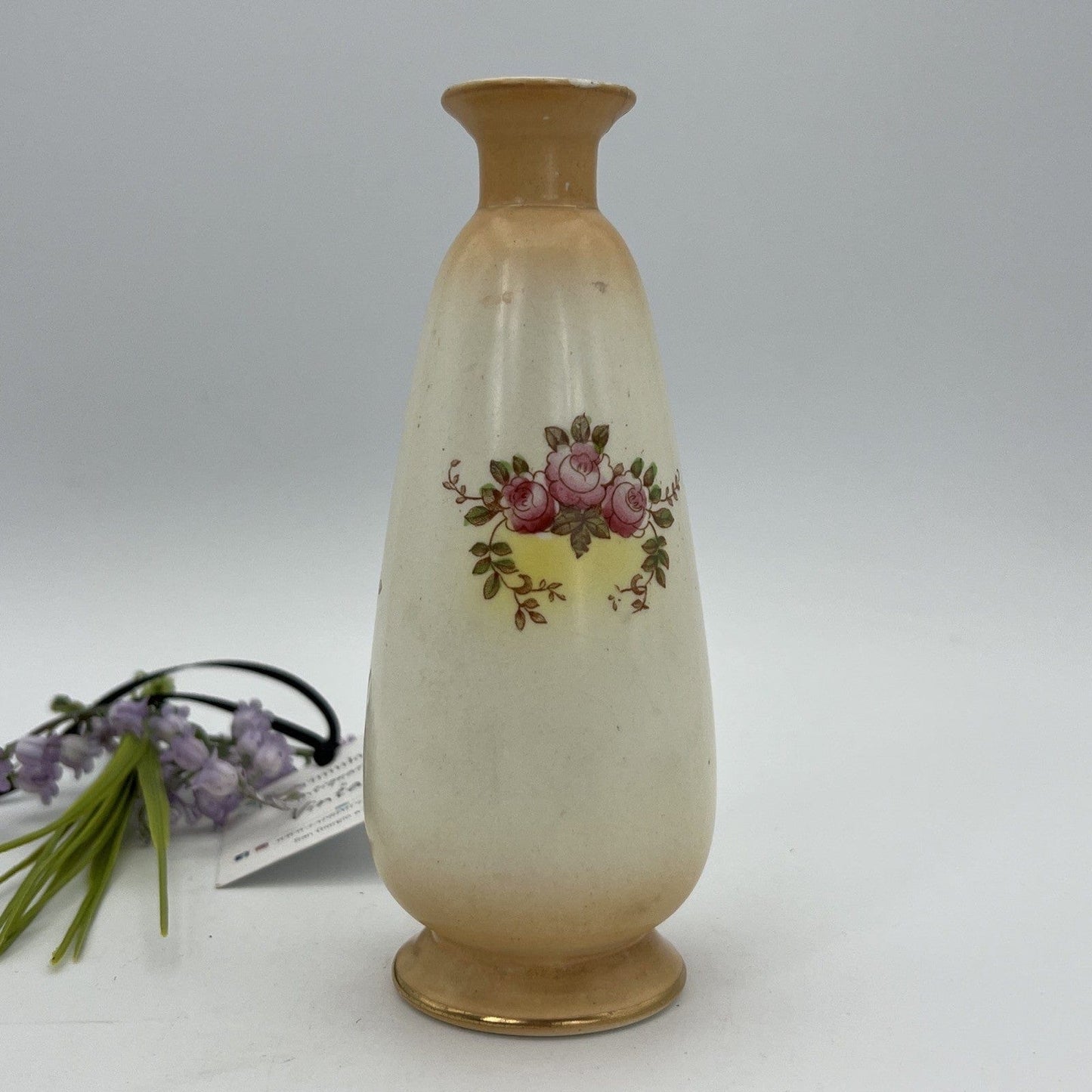 Antico Vaso in ceramica portafiori Inglese piccolo vasetto stretto monofiore Categoria Vasi e Portafiori