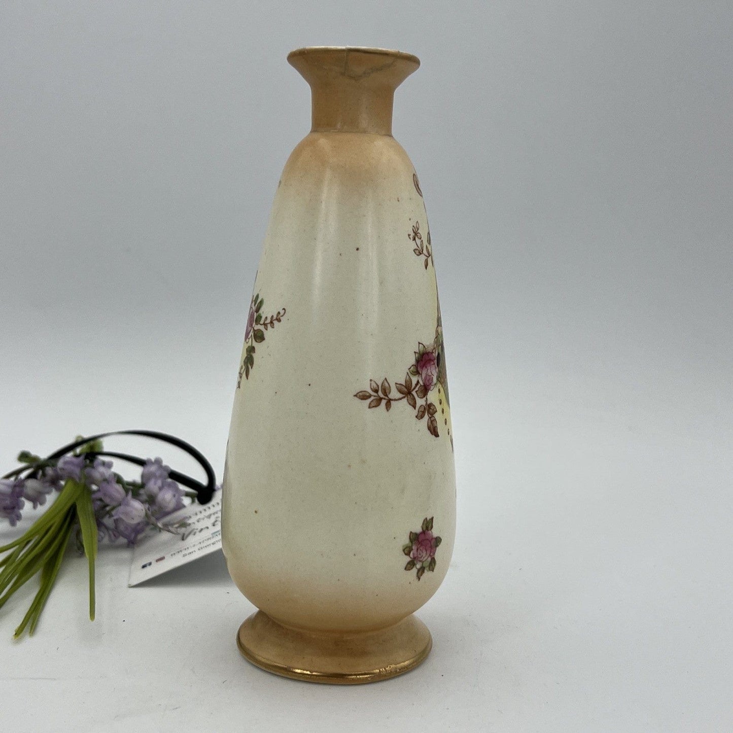 Antico Vaso in ceramica portafiori Inglese piccolo vasetto stretto monofiore Categoria Vasi e Portafiori