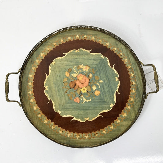 Antico Vassoio in legno sorrentino intarsio sorrento guantiera vintage manici 60 Categoria Vassoi