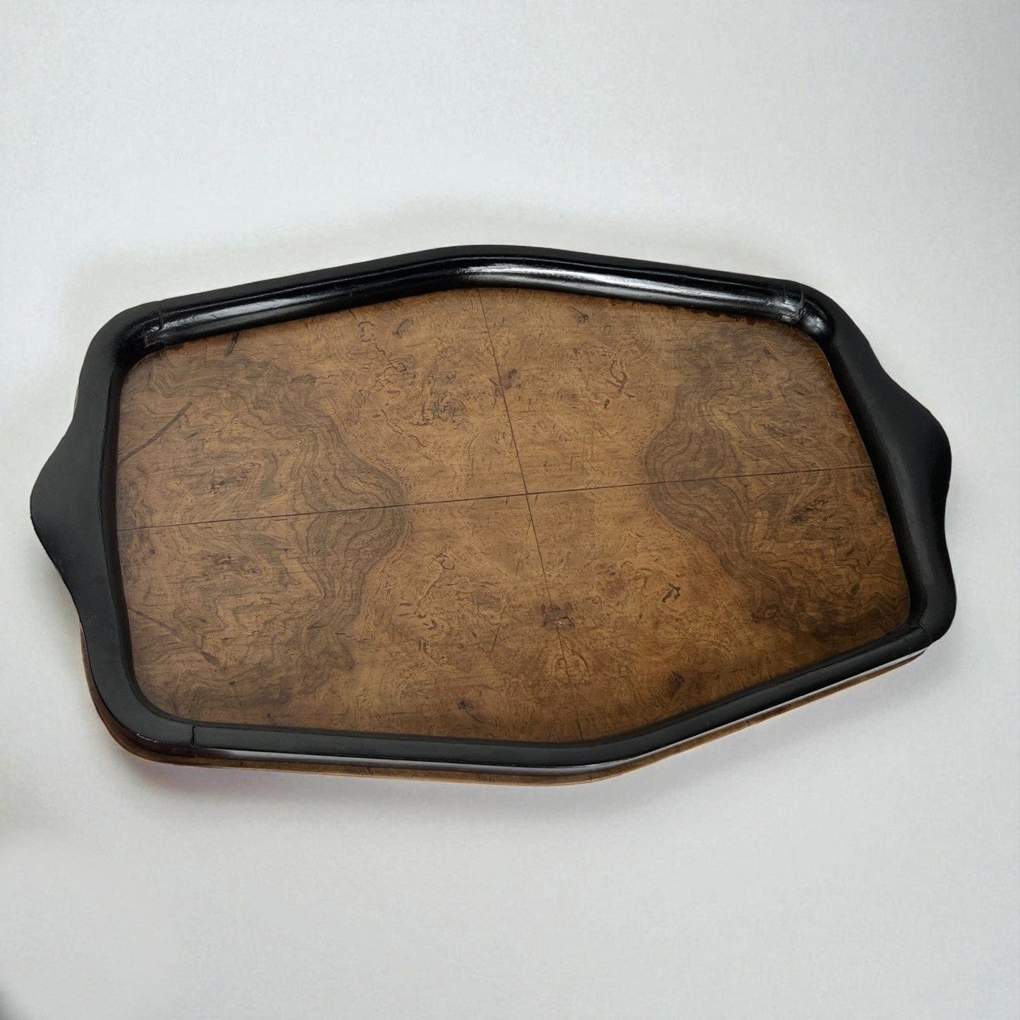 Antico vassoio in legno stile Deco vintage anni '40 vassoi da portata con manici Categoria Vassoi