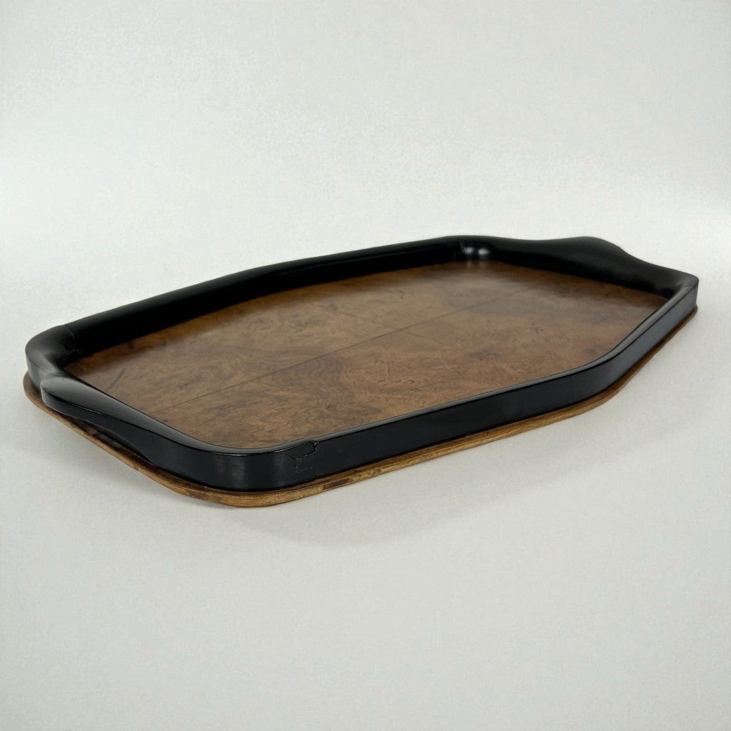 Antico vassoio in legno stile Deco vintage anni '40 vassoi da portata con manici Categoria Vassoi