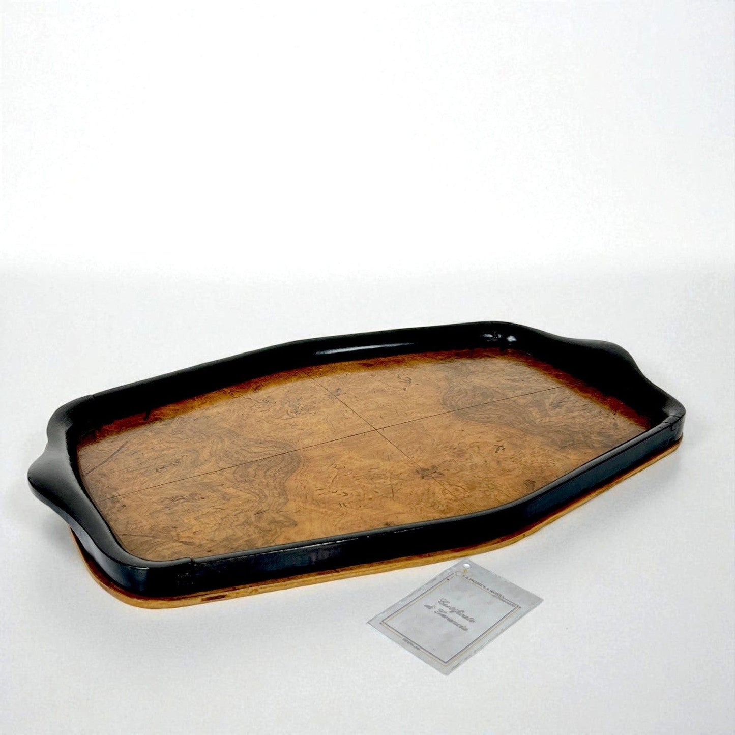 Antico vassoio in legno stile Deco vintage anni '40 vassoi da portata con manici Categoria Vassoi