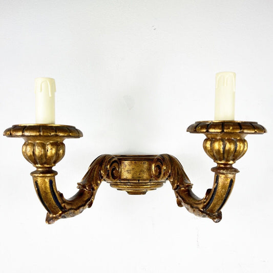 Applique antico stile barocco vintage in legno dorato oro lampada da parete Categoria Lampade Appliques