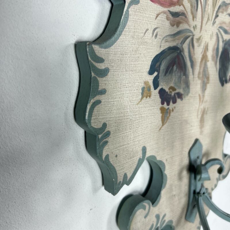 Applique in stile antico in legno shabby chic lampade a due luci bianca dipinta Categoria Lampade Appliques