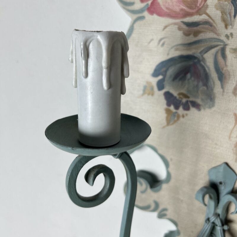 Applique in stile antico in legno shabby chic lampade a due luci bianca dipinta Categoria Lampade Appliques