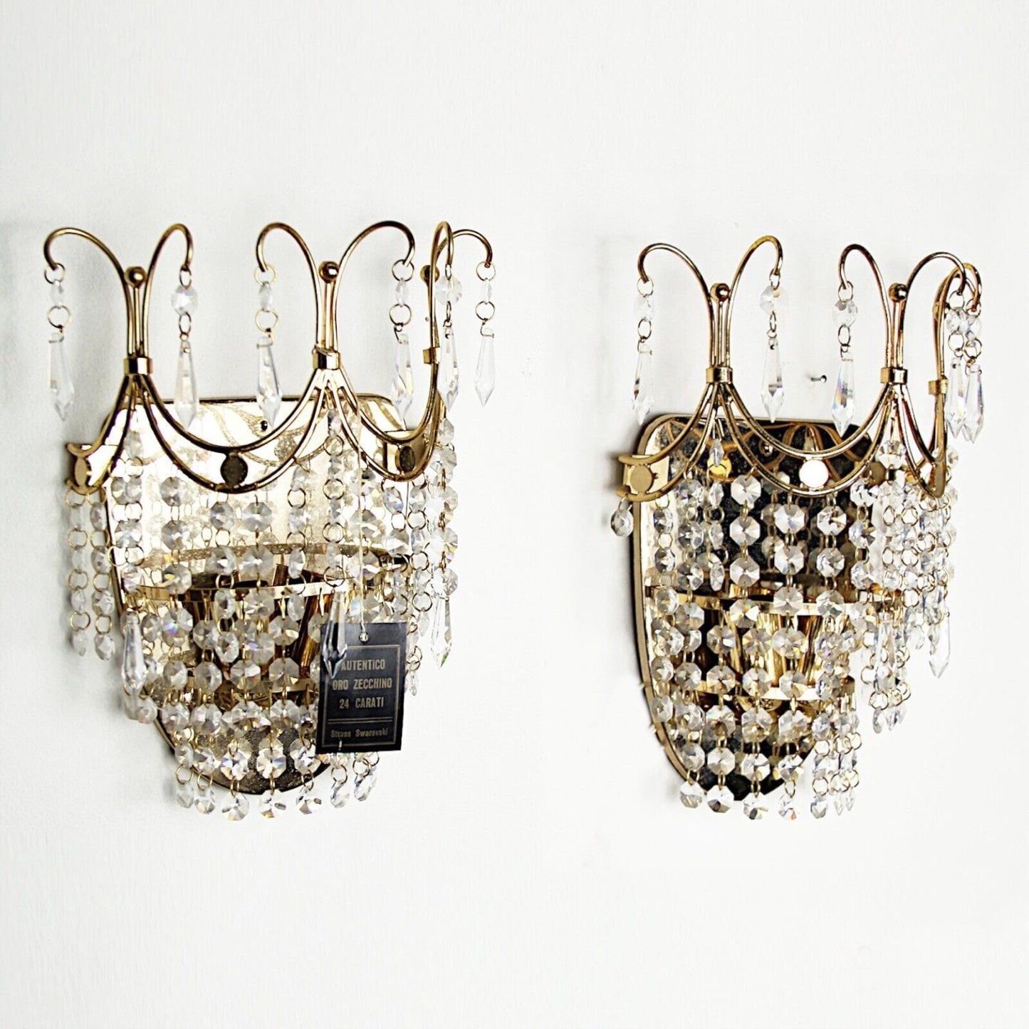 Applique metallo ottone oro e strass in cristallo Swarovski Lampada da parete Categoria Lampade Appliques