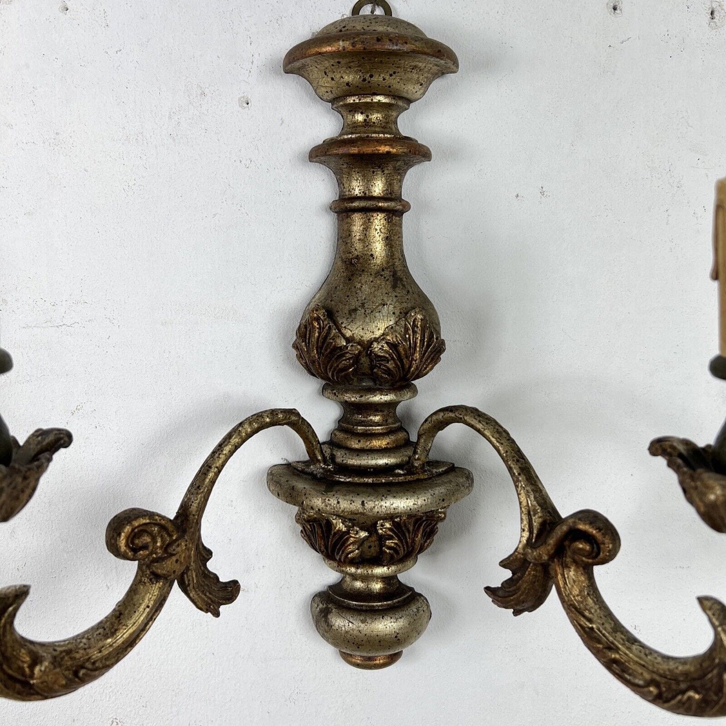 Applique vintage antico in legno laccato verde barocco lampada da parete a 2luci Categoria Lampade Appliques