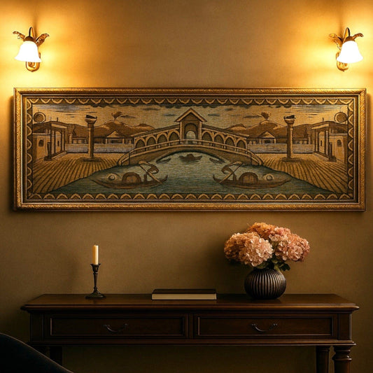 Arazzo da parete Ponte di Rialto a Venezia in Tessuto Grande Quadro cornice oro Categoria Quadri