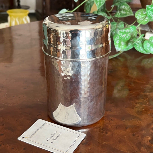 Barattolo Contenitore secchiello in argento silver plated Calegaro Club Rotary Categoria Sheffield & Argento