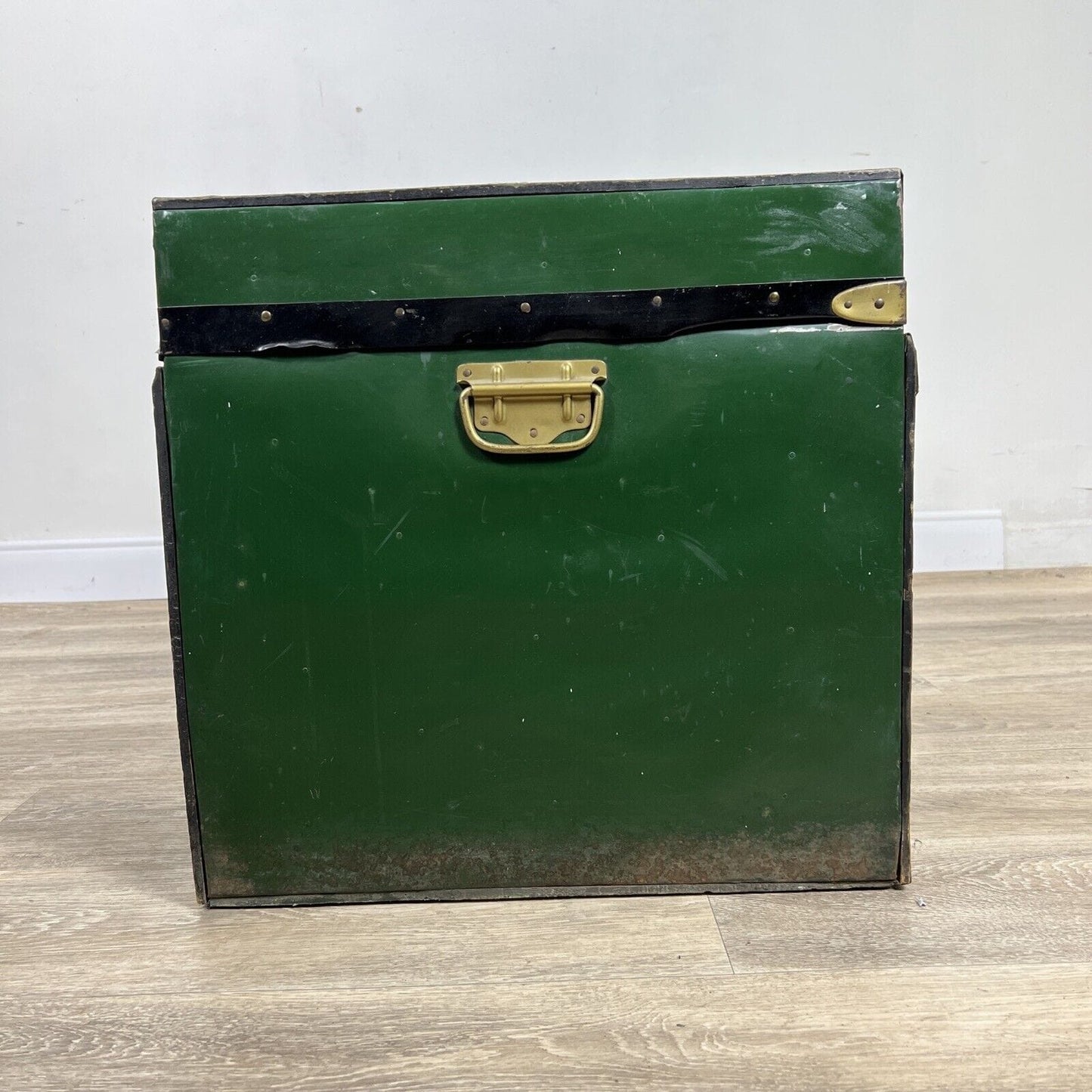 Baule antico in legno da viaggio Forziere Cassapanca 900 vintage Cassa verde Categoria Casse & Bauli